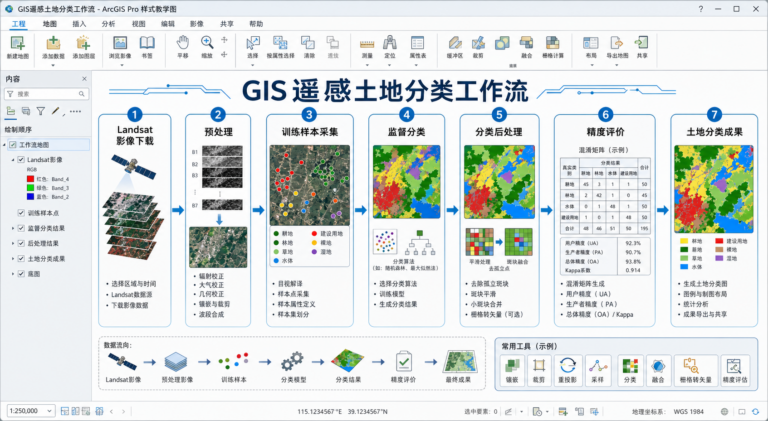 Landsat做土地分类监督分类具体流程示意图
