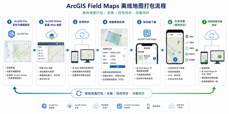 ArcGIS Field Maps怎么用 离线地图如何包流程示意图