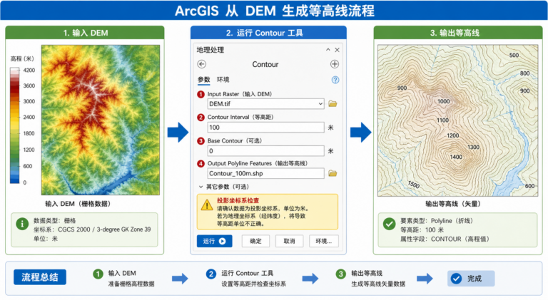 DEM生成等高线 ArcGIS等高线工具位置