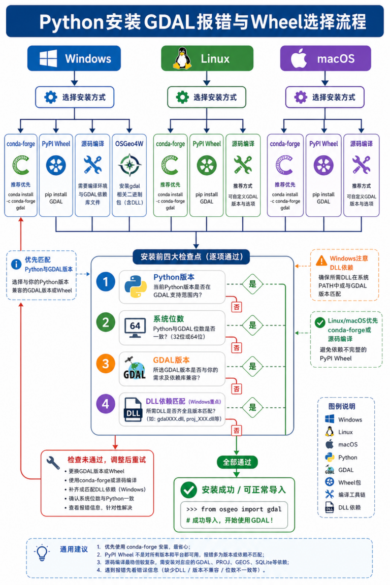 Python安装GDAL报错 GDAL Wheel文件下载与版本匹配流程