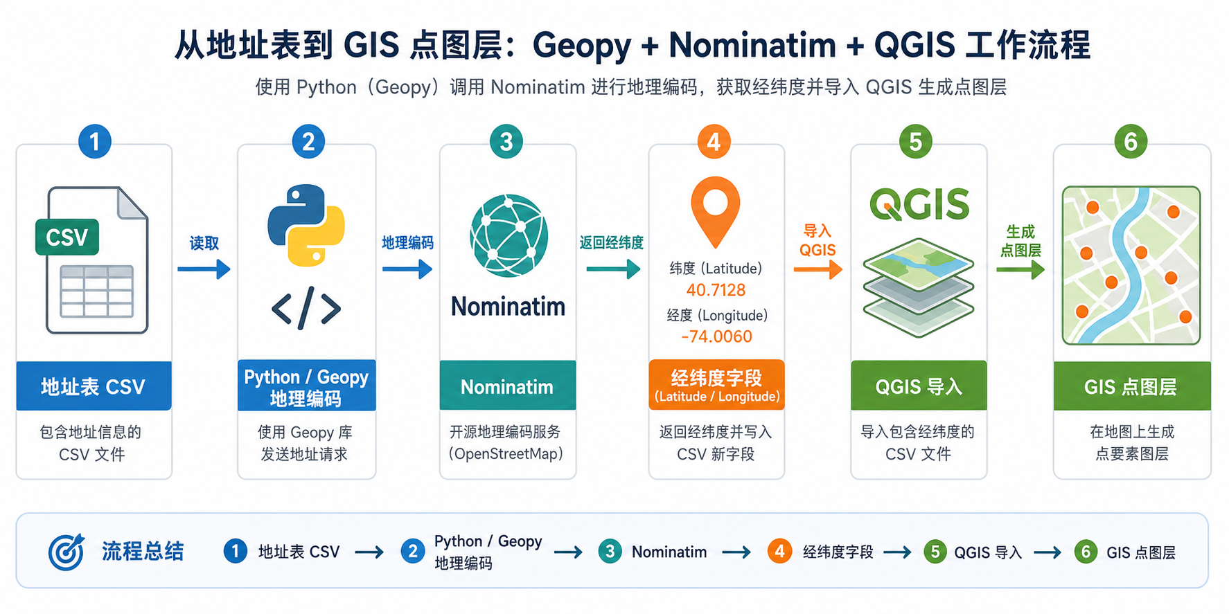 Python做地理编码 Geopy库调用流程示意图
