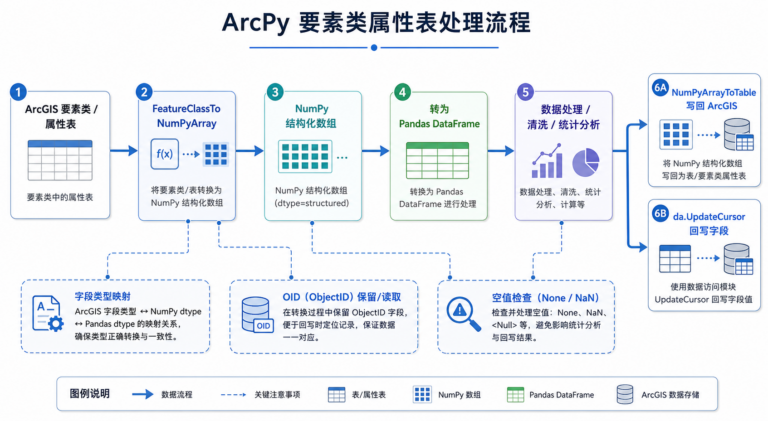 ArcPy与Pandas互转 NumPy数组转换流程