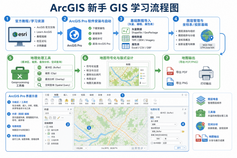 ArcGIS教程 新手快速入门学习路线图