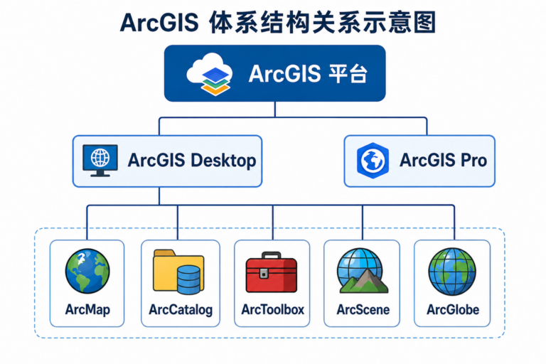 ArcGIS和ArcMap关系 ArcGIS Desktop组件结构图