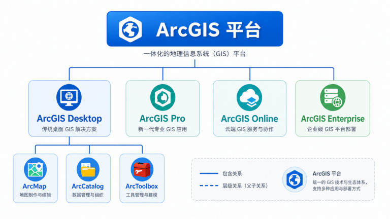 ArcMap和ArcGIS区别 ArcGIS Desktop与ArcMap关系示意图