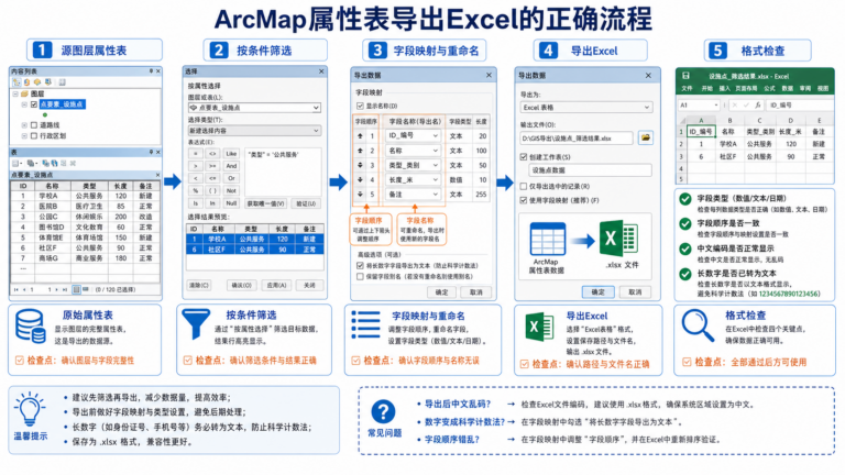 ArcMap导出Excel表格格式错乱与ArcMap字段映射处理流程
