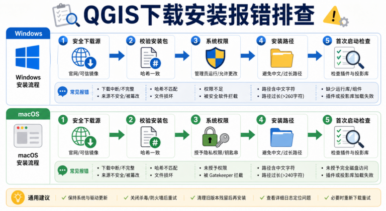 QGIS下载安装总报错 Windows macOS避坑教程与安全下载源
