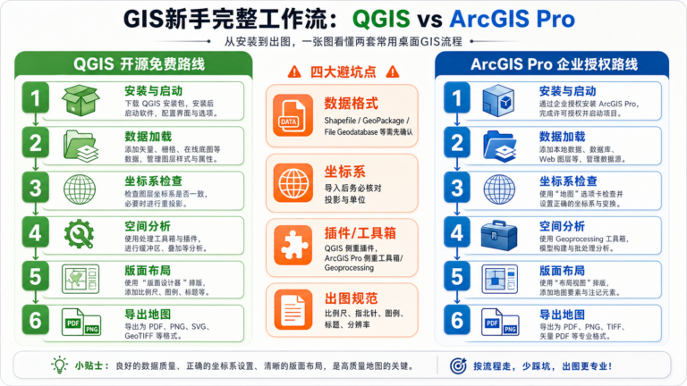 QGIS和ArcGIS到底怎么选 新手入门从安装到出图避坑指南