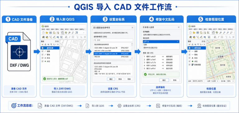 QGIS导入CAD格式文件与QGIS CAD坐标系不匹配处理流程