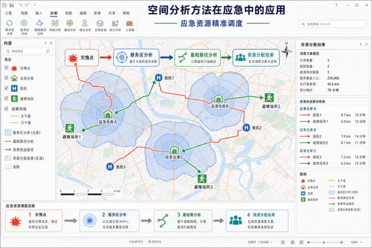 空间分析方法在应急中的应用 应急资源精准调度GIS工具箱流程图