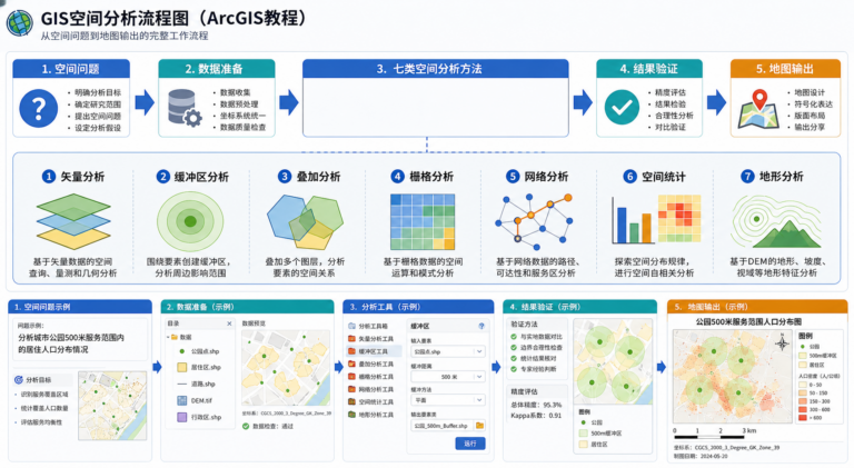 空间分析七大核心方法与ArcGIS空间分析流程图