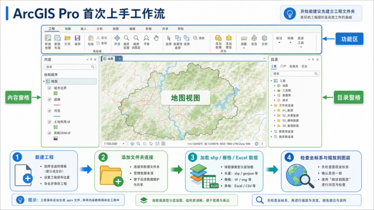ArcGIS Pro入门与ArcGIS Pro数据加载工作流示意图
