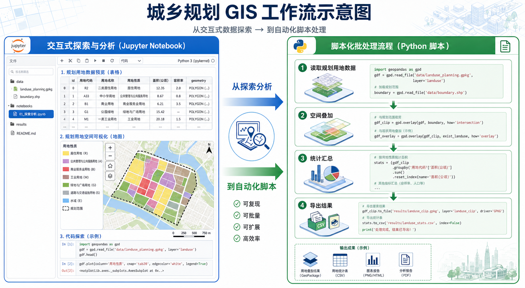 Jupyter Notebook和Python区别 城乡规划GIS数据处理脚本工作流