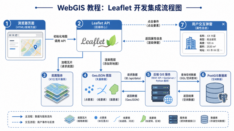 Leaflet地图开发 API实战与GIS系统集成流程图