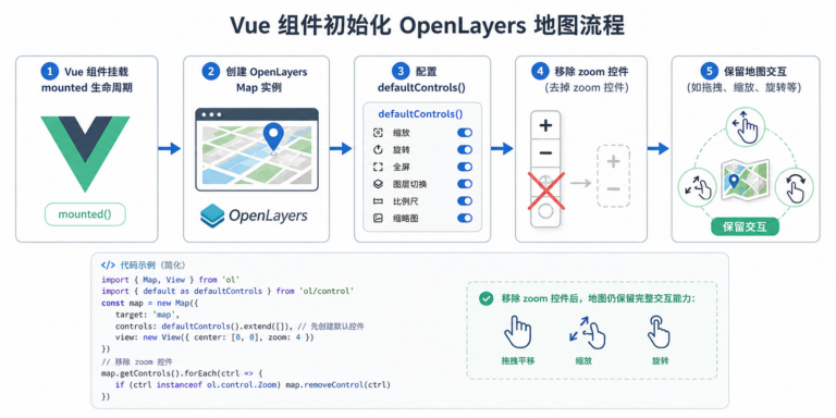 OpenLayers与Vue融合开发 去掉默认缩放控件配置示意图