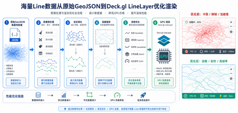 Deck.gl LineLayer优化方案与海量地理Line数据渲染卡顿处理流程