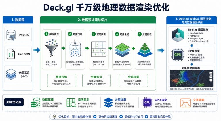 Deck.gl千万级地理数据渲染与WebGIS数据可视化卡顿优化流程