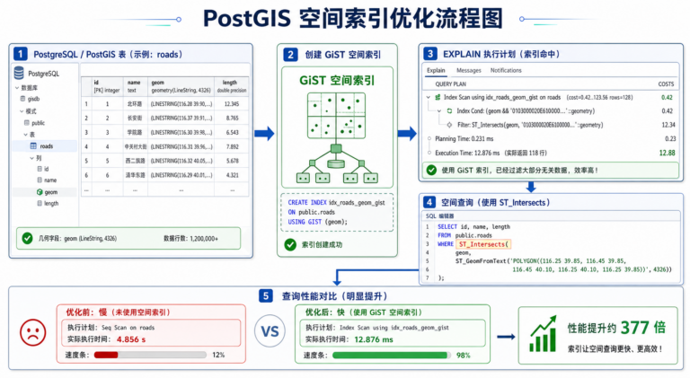 PostGIS空间索引优化与PostGIS空间查询慢排查流程