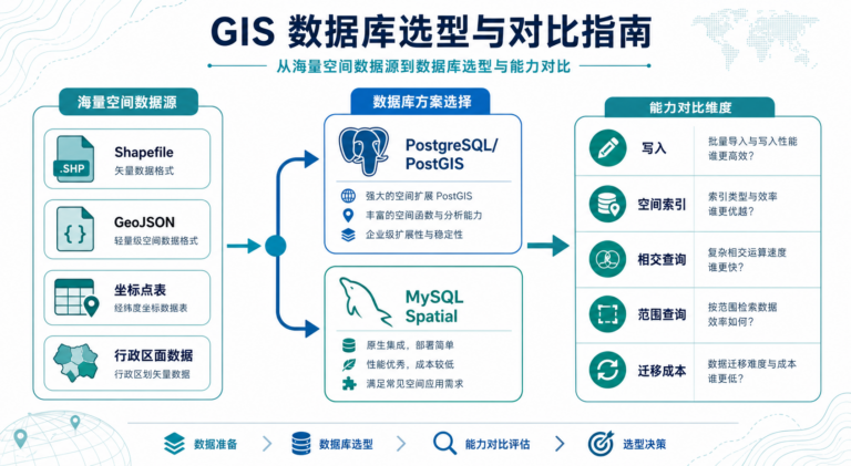PostgreSQL和MySQL如何选 GIS海量空间数据存储性能对比流程图