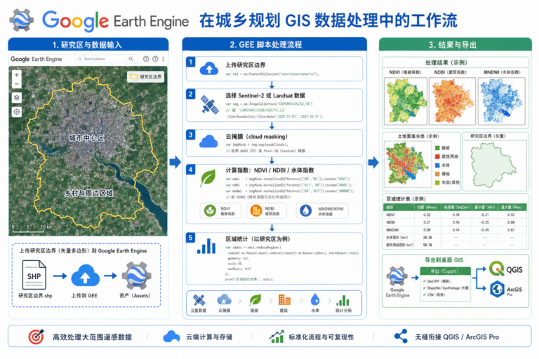 Google Earth Engine怎么读与GEE入门代码在城乡规划GIS数据处理中的流程
