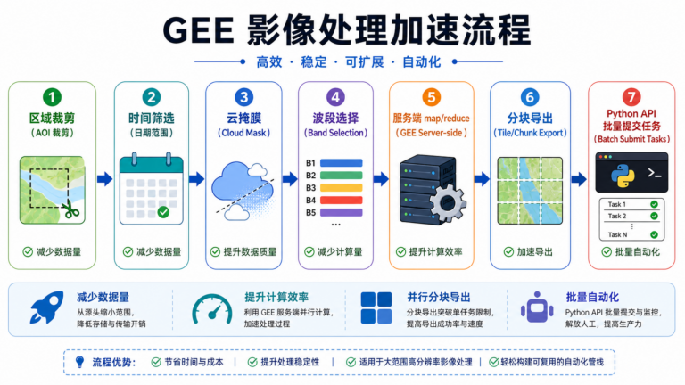 GEE影像处理太慢 Google Earth Engine API加速流程图