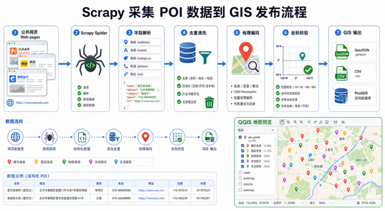 GIS数据采集效率低 Scrapy爬虫实战教程与地理编码流程
