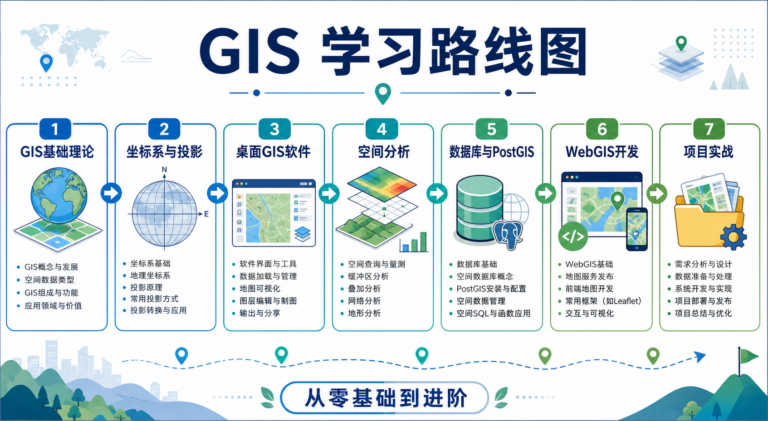 GIS教程书 零基础GIS入门书籍选择路线图