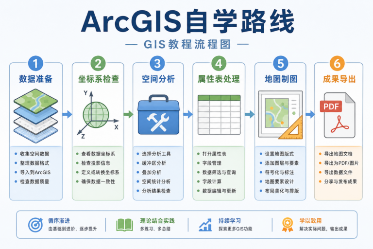 ArcGIS教程自学 ArcGIS学习笔记PDF电子版下载流程图