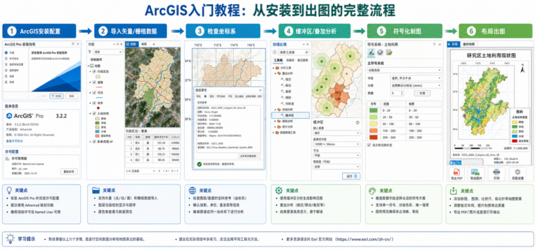 零基础入门ArcGIS教程 ArcGIS空间分析速查手册流程图