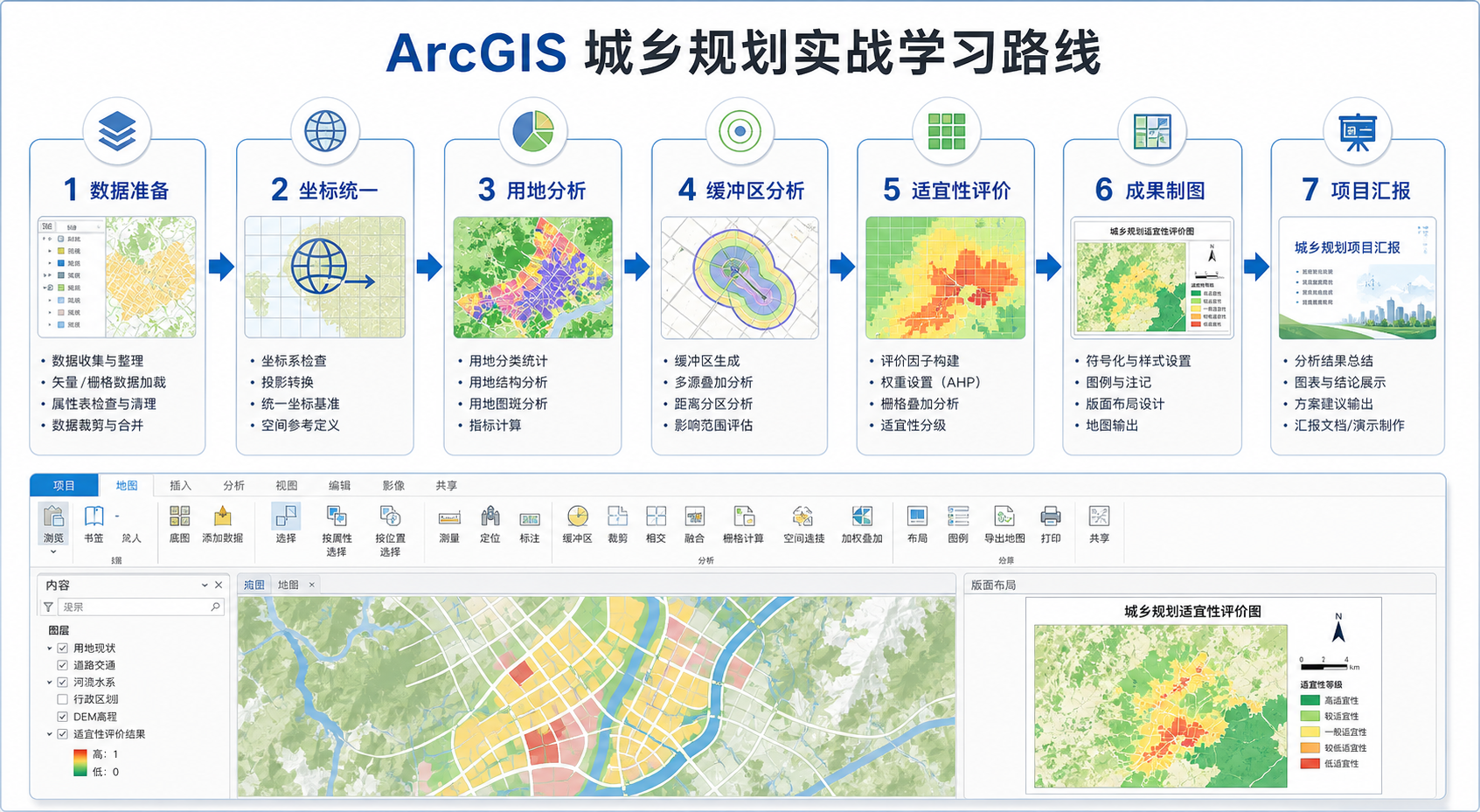 ArcGIS教程全集 城乡规划实战项目学习路线