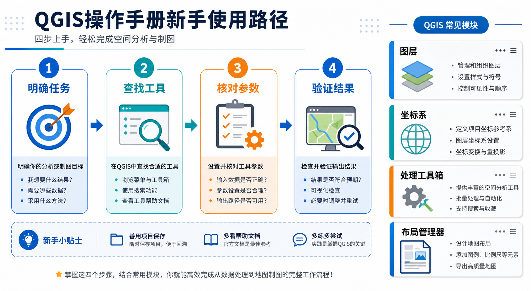 QGIS操作手册与QGIS新手入门工具查找流程
