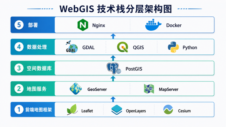 WebGIS开发技术栈怎么选与2025年主流WebGIS框架选型架构图