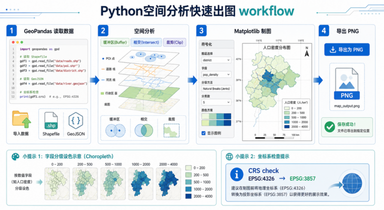 Python空间分析快速出图 python画空间图GeoPandas脚本流程
