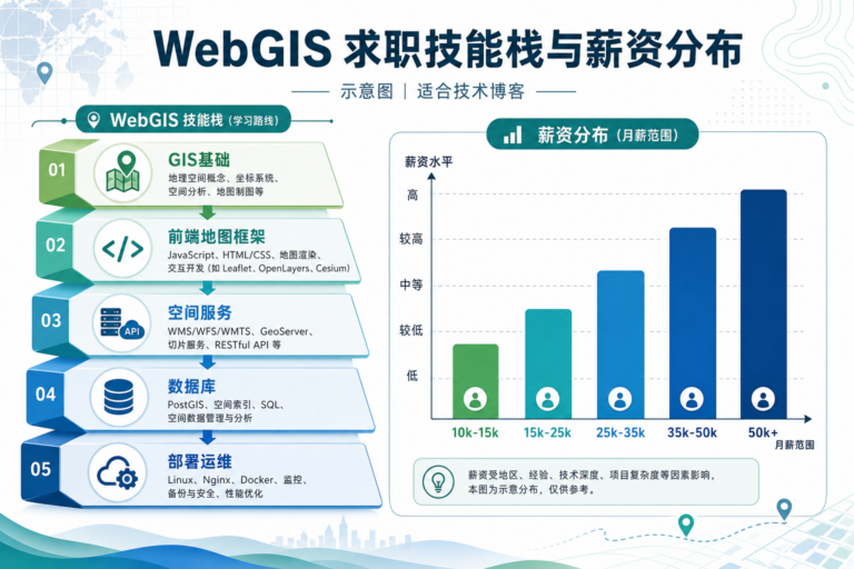 WebGIS开发岗位要求高 WebGIS技能栈与薪资分布图