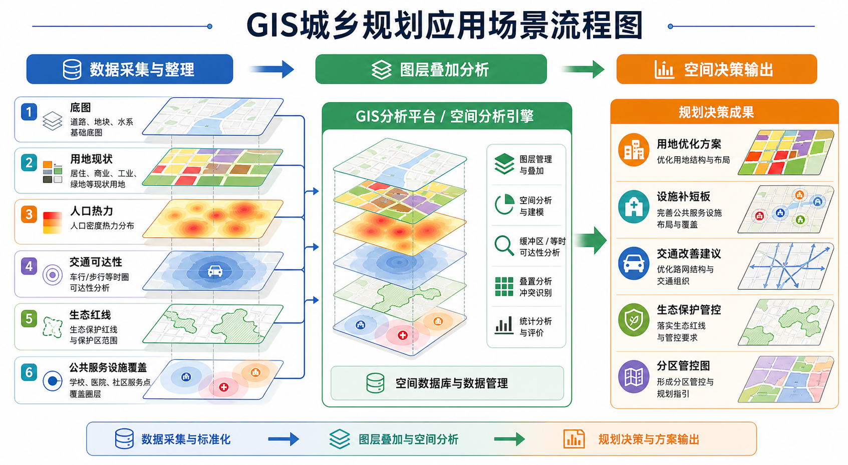 GIS在城乡规划中的应用与城乡规划空间分析场景示意图