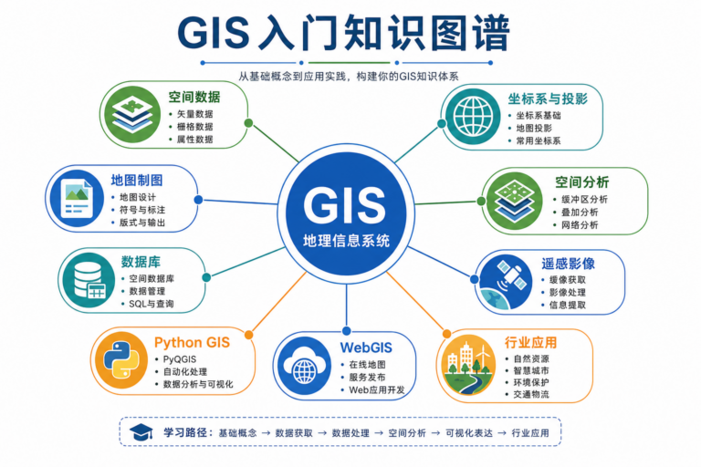 地理信息系统的英文缩写 GIS入门学习路线知识图谱