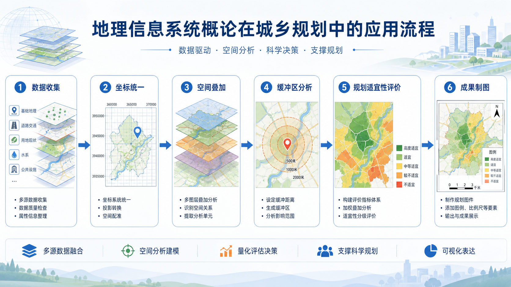地理信息系统概论 城乡规划GIS实战案例流程图