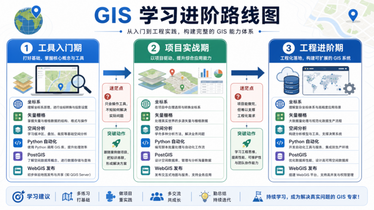 GIS学习进阶路线图与GIS学习瓶颈突破方法