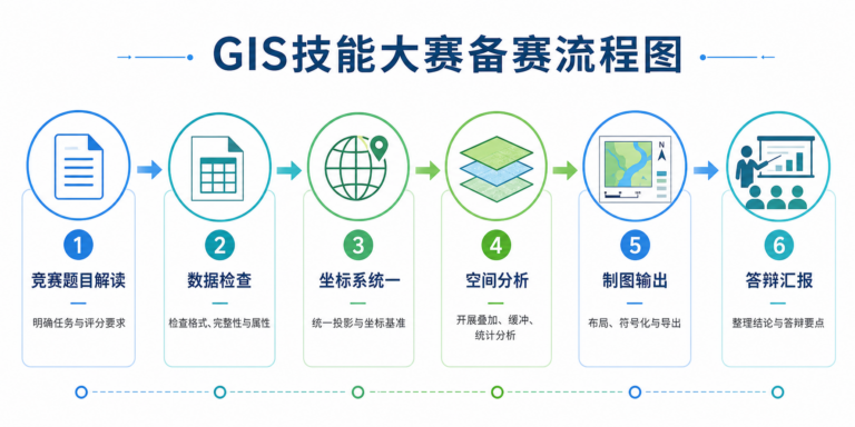GIS技能大赛备赛攻略与Python数据处理脚本流程图
