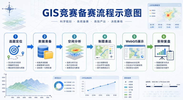 全国gis技能应用大赛备赛攻略与GIS获奖作品分析流程图