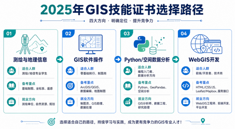 GIS技能证书怎么考 2025 GIS证书选择路径
