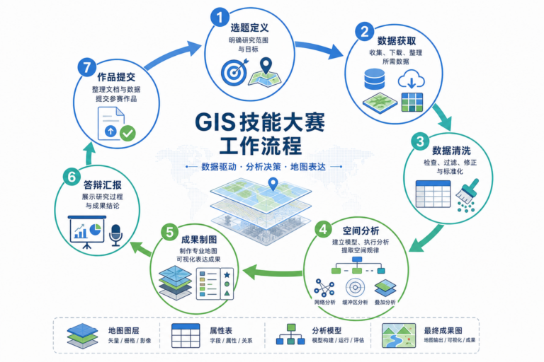 GIS技能应用大赛获奖作品数据处理清单与实操流程图