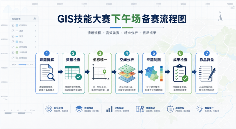 GIS技能大赛第十一届下午场考什么与备赛真题解析流程图