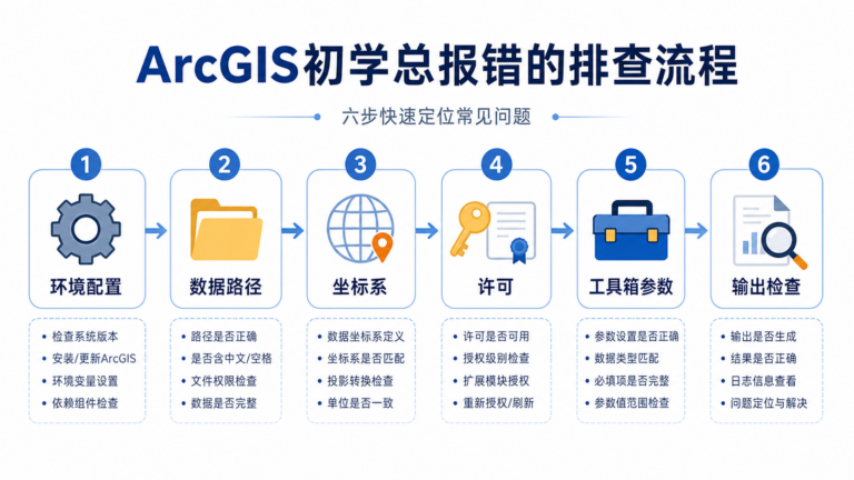 ArcGIS初学总报错 环境配置和工具箱参数排查流程图