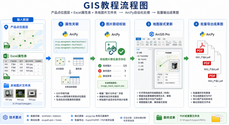 ArcPy批量处理平安产品带图片与GIS属性关联流程图