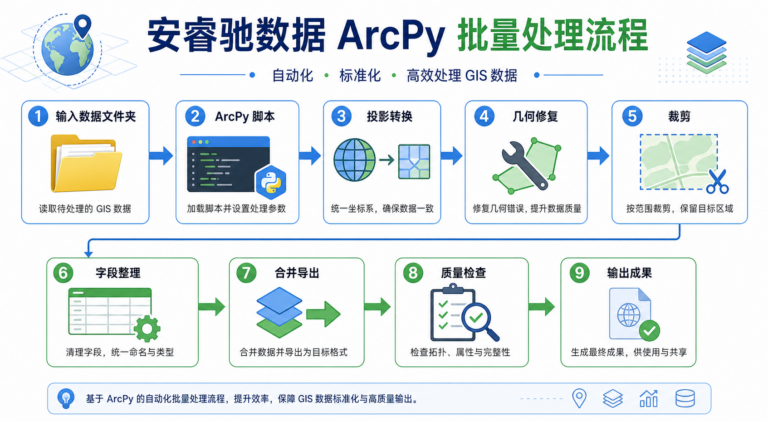 安睿驰数据批量处理 ArcPy自动化方案流程图