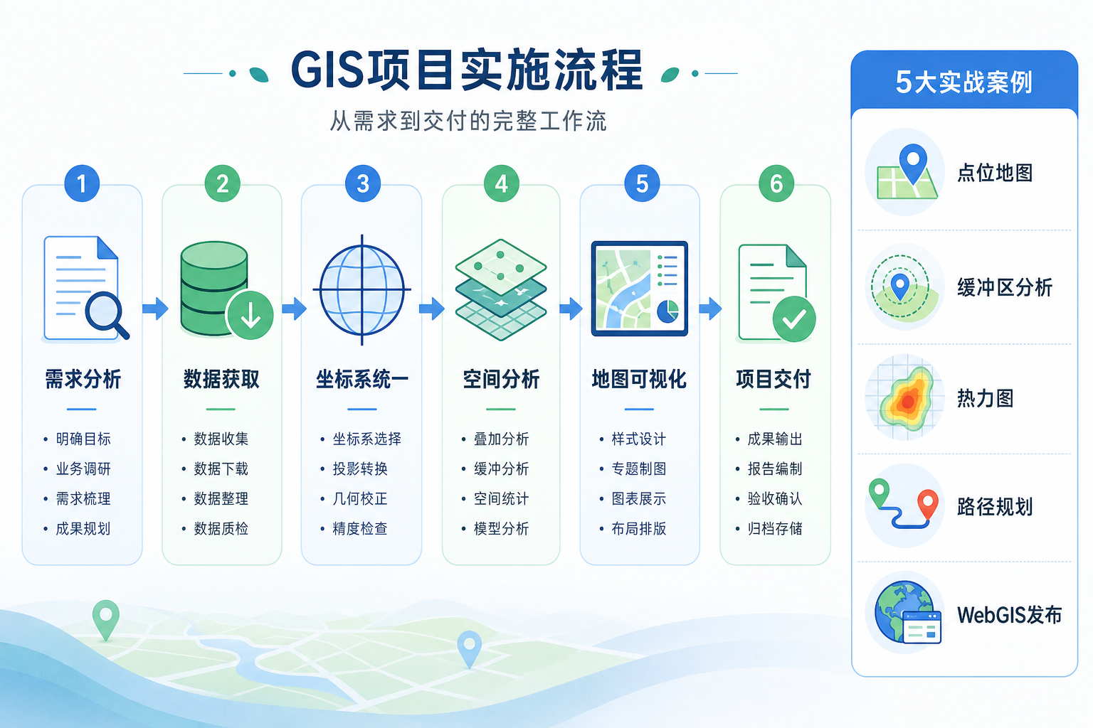 GIS项目从零到一 GIS项目实战案例流程图