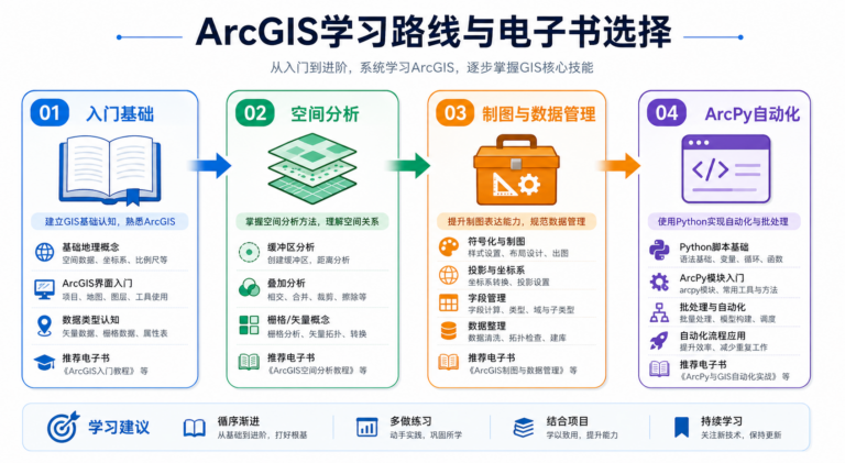 ArcGIS教程学习路线与新手学ArcGIS电子书清单