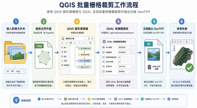 QGIS批量裁剪影像与QGIS图形建模器自动化工作流