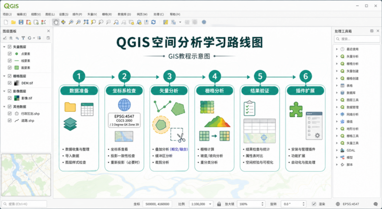 零基础入门QGIS教程 QGIS空间分析学习路线图